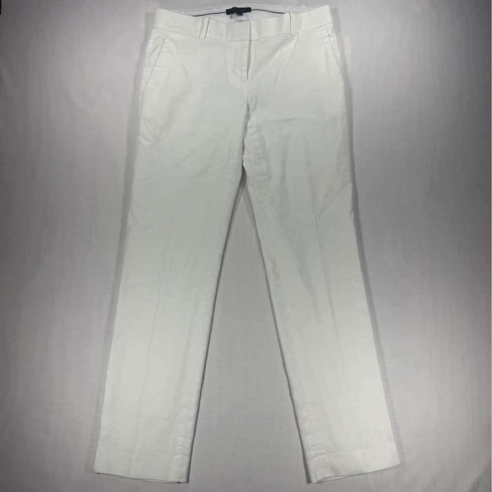 Ann Taylor White Linen Blend Straight Leg Womens Dress Pants Office Siren Size 2